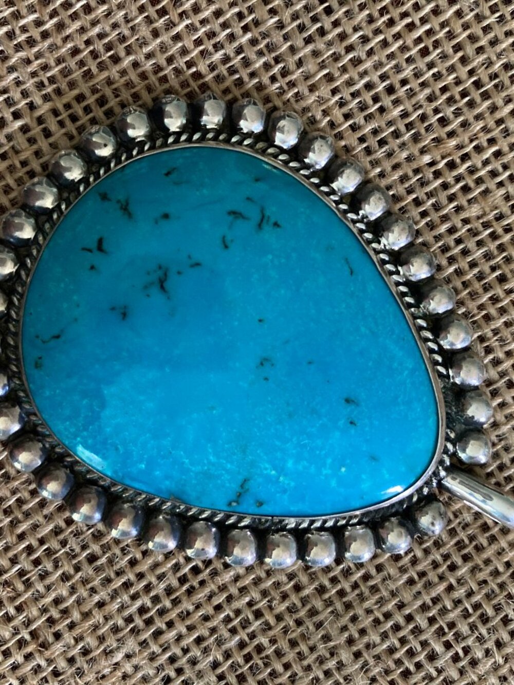 ENORMOUS Turquoise and Sterling Silver Pendant for a Weighty necklace - Picture 4 of 5